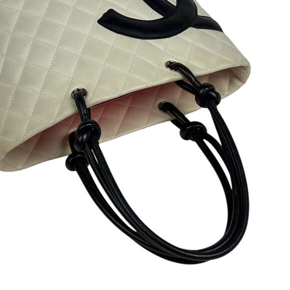 Chanel Cambon Line Medium Tote Bag Coco Mark Handbag Tote Bag Leather White - Picture 10 of 15